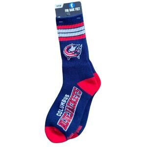 For Bare Feet Columbus Blue Jackets Socks - Navy and Red Youth